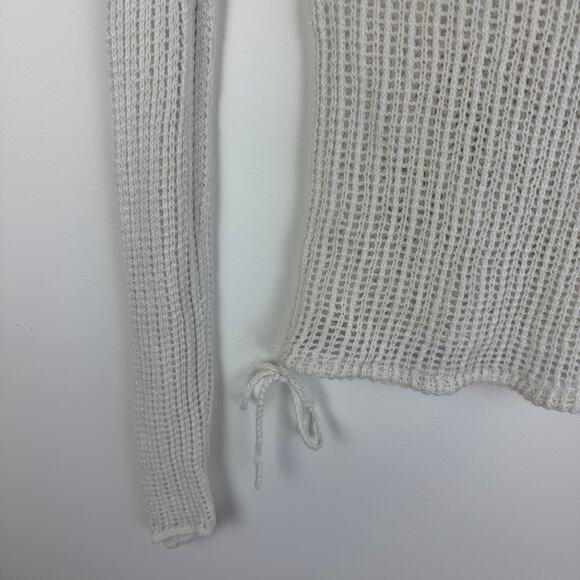 Abercrombie & Fitch Womens Long Sleeve Open Knit White Hooded Sweater Medium - Picture 7 of 13